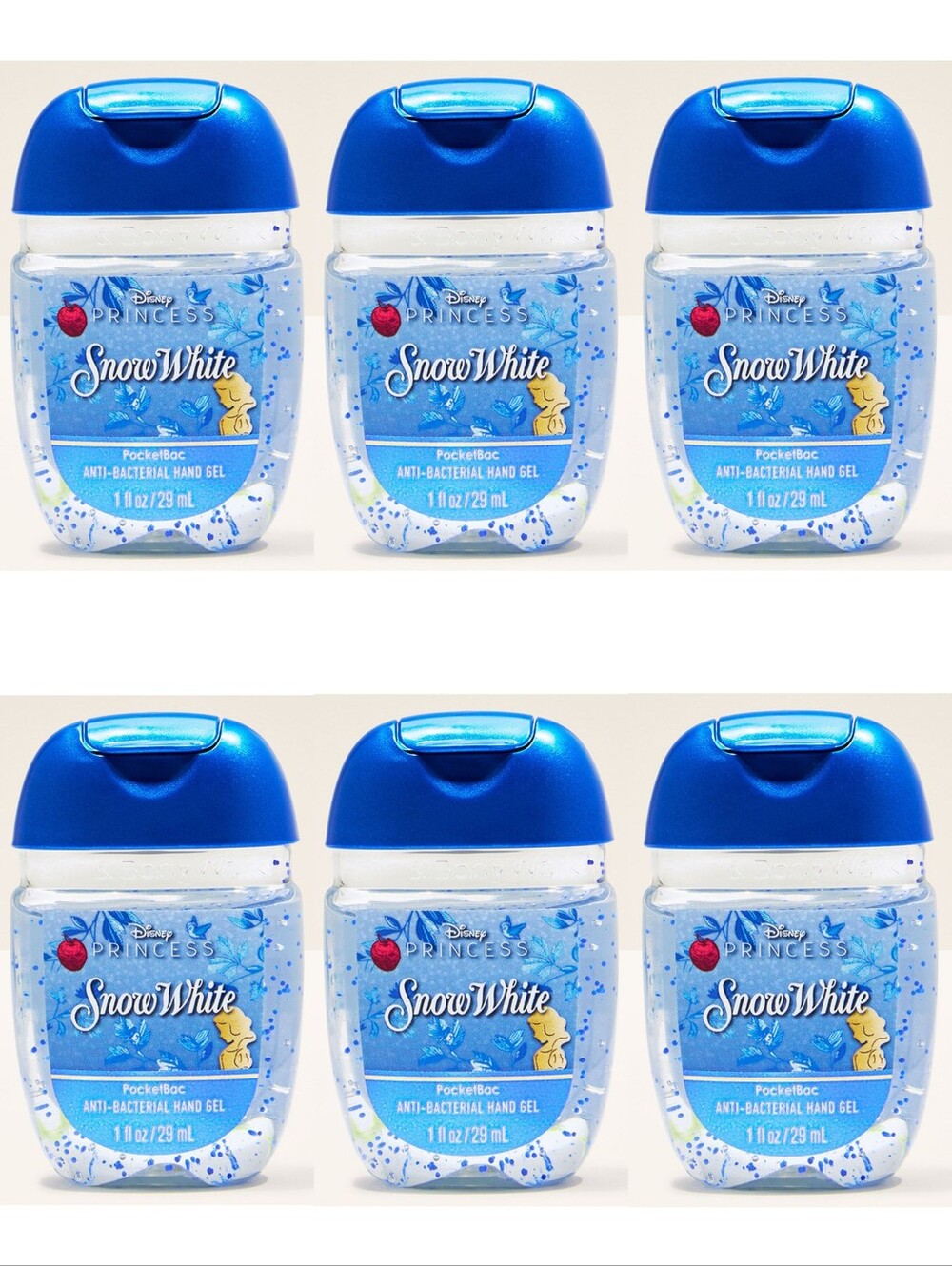 Bath & Body Works Disney Princess Snow White Blue PocketBac Hand Gel (Set of 6)